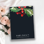 Navy Christmas Holly Berry Blank Jewelry Display Business Card<br><div class="desc">If you need any further customisation please feel free to message me on yellowfebstudio@gmail.com.</div>