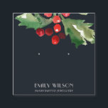NAVY CHRISTMAS HOLLY BERRY STUD EARRING DISPLAY SQUARE BUSINESS CARD<br><div class="desc">If you need any further customisation please feel free to message me on yellowfebstudio@gmail.com.</div>
