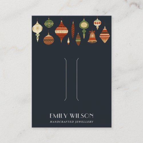 NAVY CHRISTMAS ORNAMENT HAIR CLIP DISPLAY CARD