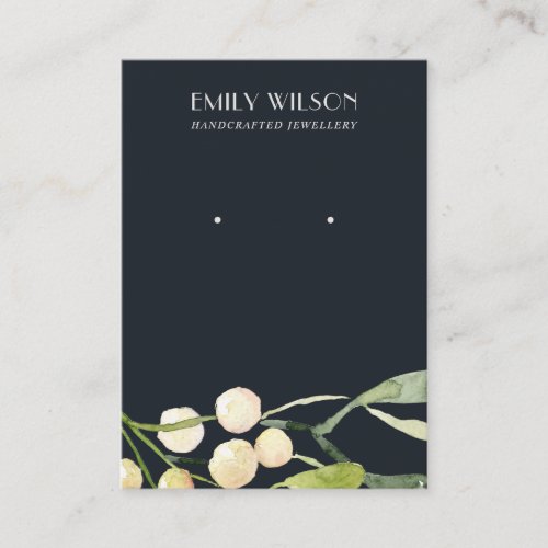 NAVY CHRISTMAS SNOW BERRY STUD EARRING DISPLAY BUSINESS CARD