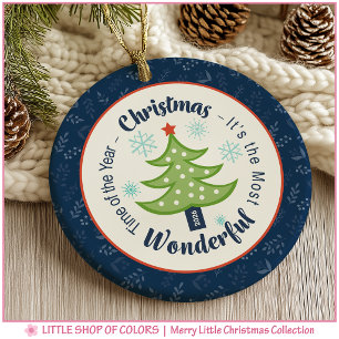 Navy Christmas Tree Personalized Photo Ceramic Ornament