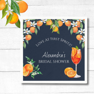 Navy Citrus Love at First Spritz Bridal Shower Napkins