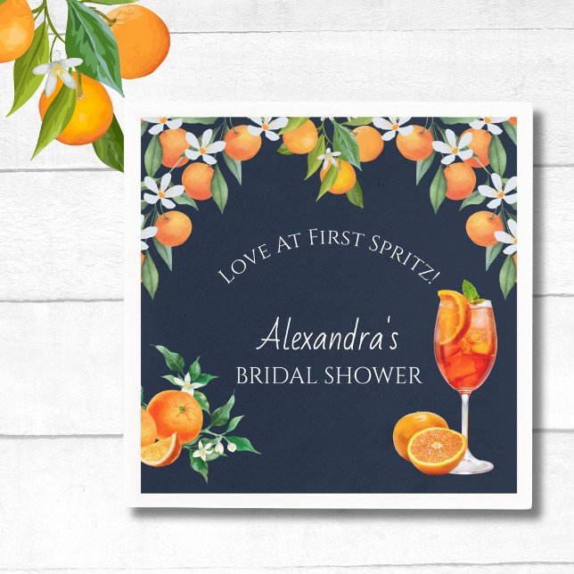 Navy Citrus Love at First Spritz Bridal Shower  Napkins (Creator Uploaded)