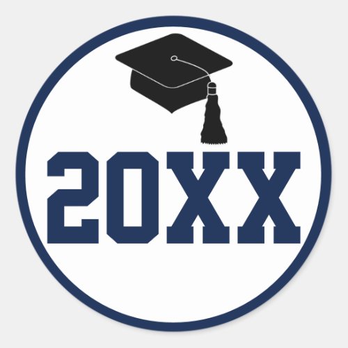 Navy Class of 2024 Graduation Party Classic Round Sticker