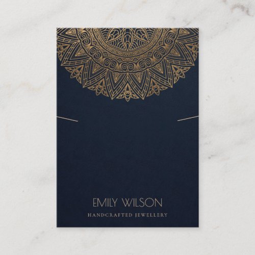 NAVY CLASSIC GOLD ORNATE MANDALA NECKLACE DISPLAY BUSINESS CARD