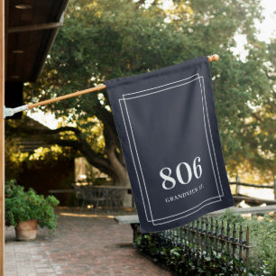 Navy   Classic House Number & Street Name Flag