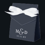 Navy Classic Modern Monogram Wedding Favor Boxes<br><div class="desc">Navy Classic Modern Monogram Wedding Favor Boxes</div>