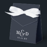 Navy Classic Modern Monogram Wedding Favor Boxes<br><div class="desc">Navy Classic Modern Monogram Wedding Favor Boxes</div>