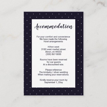 Navy Classic Monogram Wedding accommodation card