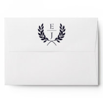 Navy Classic Monogram Wedding Invitations Envelope