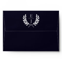 Navy Classic Monogram Wedding Invitations Envelope