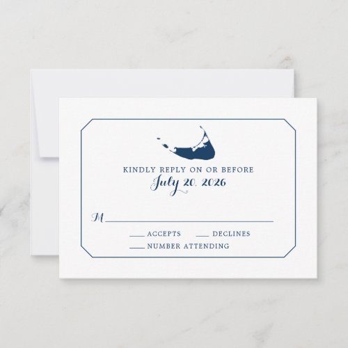 Navy Classic Nantucket Island Map Wedding RSVP