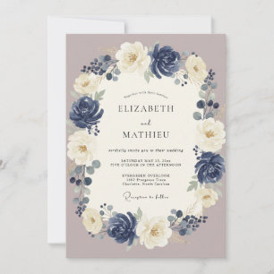 Navy Classic Winter Wedding Invitation