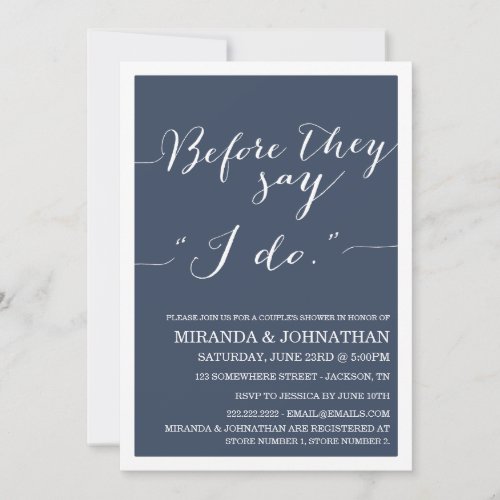 Navy Classy Couple's Shower Invitations