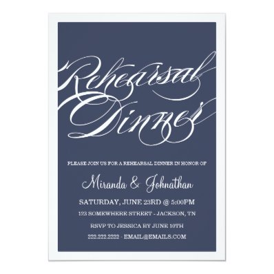 Navy Classy Rehearsal Dinner Invitations
