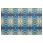 Navy Cobalt Olive Green &amp; Cream Ikat Boho Fabric