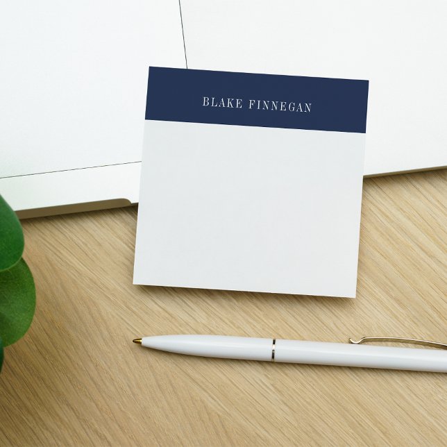 Navy Colorblock Border | Personalized Post-it Notes (Creator Uploaded)