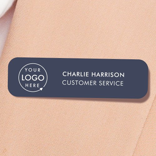 Navy Company Logo  Custom Employee Staff Blue Name Tag