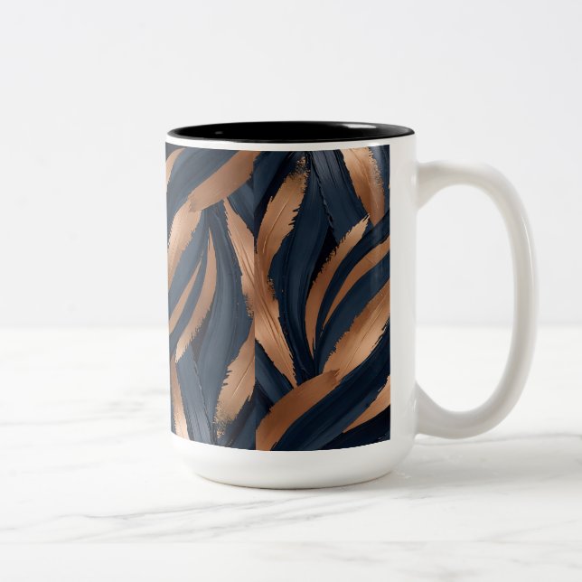 Navy Copper Abstract Brush Mug (Right)