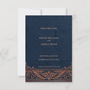 Navy Copper Celtic Save the Date Card