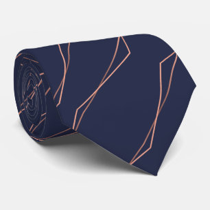 Navy Copper Geometric Neck Tie