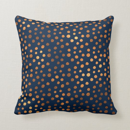 Navy Copper Metallic Polka Dots Spots Throw Pillow Zazzle Com