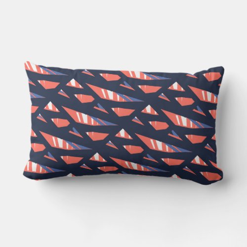 Navy Coral Abstract Pattern Lumbar Pillow