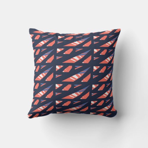Navy Coral Abstract Pattern Throw Pillow