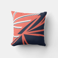 Navy Coral Colorblock Abstract Throw Pillow