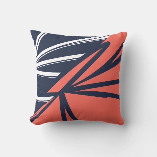 Navy Coral Colorblock Abstract Throw Pillow