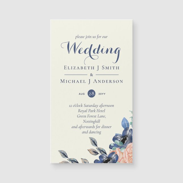 Navy Coral Elegance - Floral Wedding Items (Front)