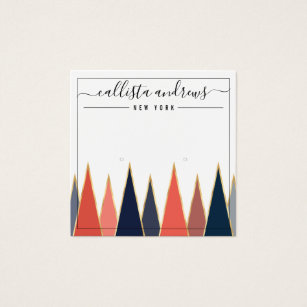 Navy Coral Triangles Cursive Earring Display Card