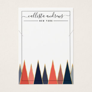 Navy Coral Triangles Geo Necklace Display Card