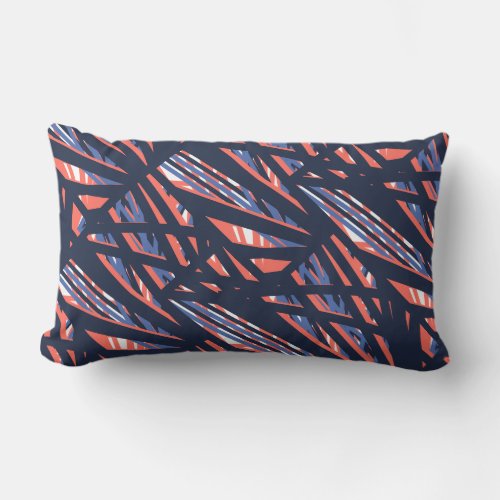 Navy Coral White Abstract Lumbar Pillow