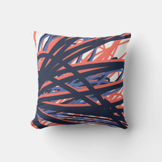 Navy Coral & White Abstract Reversible Throw Pillow