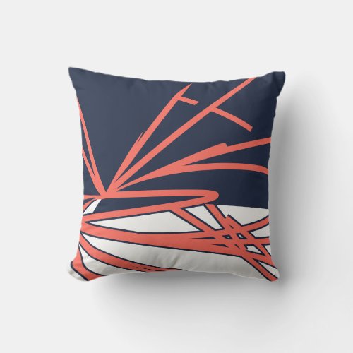 Navy Coral White Modern Abstract Throw Pillow