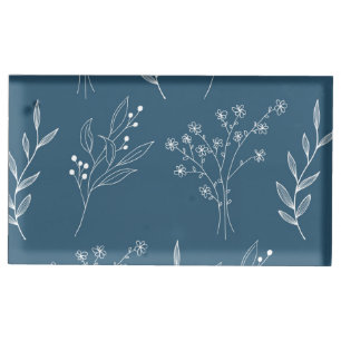 Navy Corner Floral Boho Wedding Place Card Holder