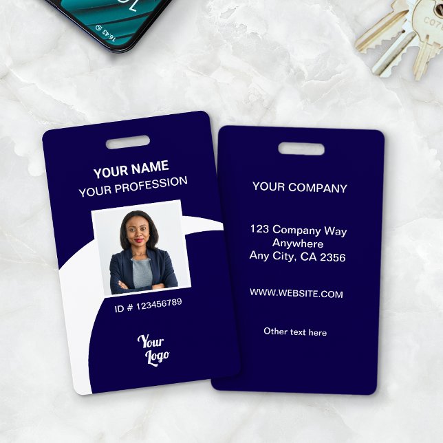 Navy Corporate Employee Photo ID Security Badge (Navy Work Badge)