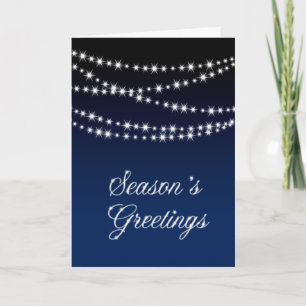 Navy Corporate Holiday Card with Twinkle Lights