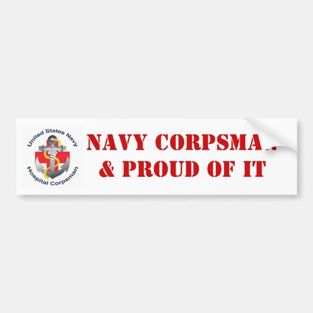 NAVY CORPSMAN& PROUD OF IT BUMPER STICKER (Front)