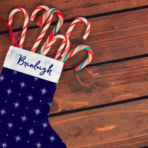 Navy Cottagecore Toile Custom Christmas Stocking