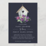 NAVY COUNTRY RUSTIC FLORAL BIRDHOUSE BABY SHOWER INVITATION