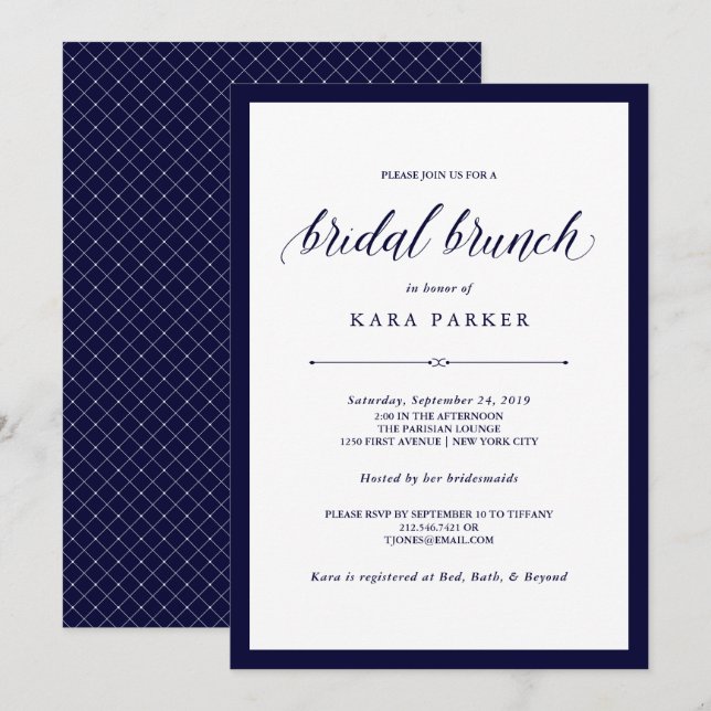 Navy Couture | Elegant Bridal Brunch Invitation (Front/Back)