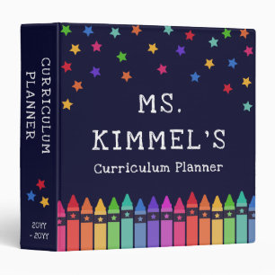 Navy Crayons & Stars Curriculum Teacher Planner 3 Ring Binder
