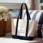 Navy & Cream Bach Club Bachelorette Weekend Tote Bag<br><div class="desc">This preppy canvas tote blends timeless country club charm with playful bachelorette energy. Featuring classic navy straps and elegant “Bach Club” branding, it’s the perfect accessory for poolside lounging, welcome gifts, or packing essentials for a champagne-fueled weekend. Fully editable — personalize the name, date, or text for your celebration. Coordinates...</div>