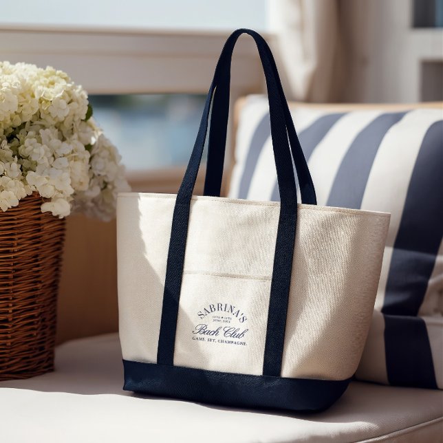 Navy & Cream Bach Club Bachelorette Weekend Tote Bag (Navy & Cream Bach Club Bachelorette Weekend Tote Bag)