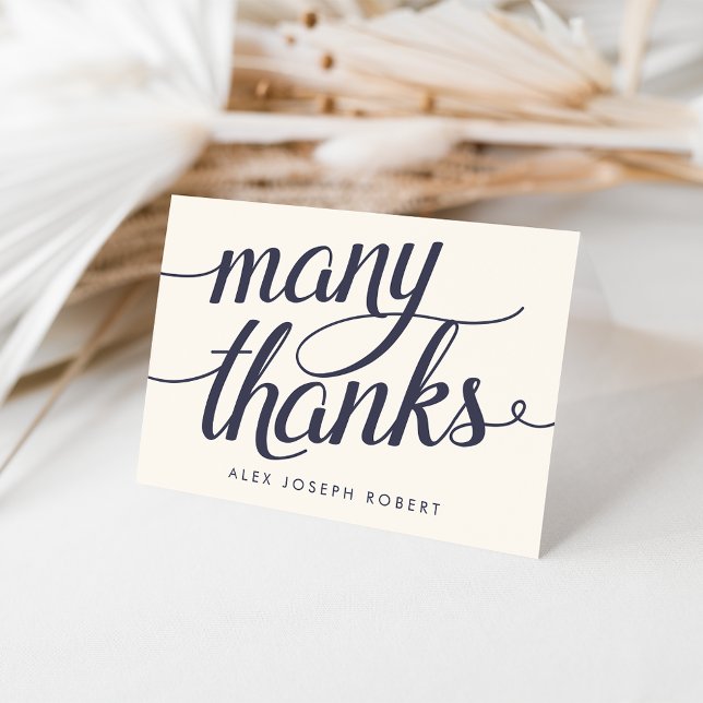 Navy & Cream Calligraphy Personalized Thank You Card (Creator Uploaded)
