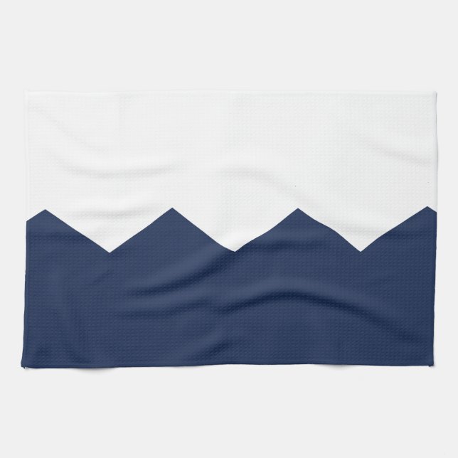 navy cream chevron part kitchen towel (Horizontal)