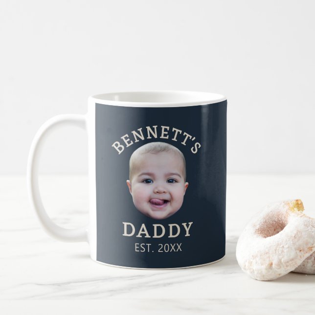 Navy Cream Custom Face Photo Keepsake Dad Mug (With Donut)
