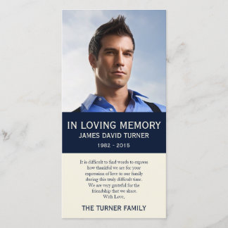 Navy & Cream Personalized Photo Sympathy Thank You Card